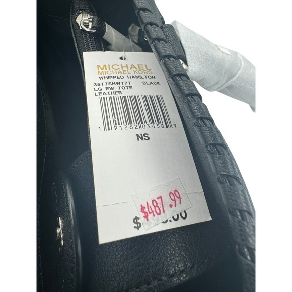 NWT * Michael Michael Kors “MK” Whipped Hamilton East West Tote -Black Leather - Picture 7 of 8